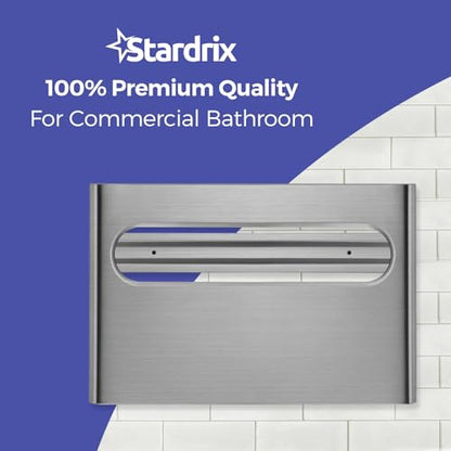 Stardrix Slim Brushed Stainless Steel Toilet Seat Cover Dispenser – Designer Wall-Mount Holder with Curved Edges and Large Capacity for Single or 1/2 Fold Covers, Aesthetic and Modern Look - color: Brushed