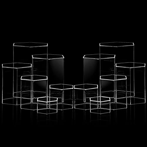 Jetec 12 Pcs Hexagonal Jewelry Display Risers Acrylic Stands,Clear - color: Clear