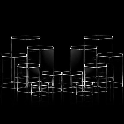 Jetec 6 Pcs Hexagonal Jewelry Display Risers Acrylic Stands,Clear - color: Clear