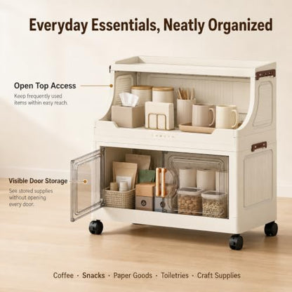 2 Tier Stackable Storage Bins with Lids & Wheels - color: Clear, size: 2 Tier