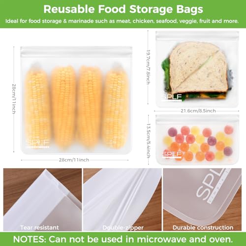 SPLF 6 Pack Dishwasher Safe Reusable Gallon Freezer Bags, White - color: White, size: 6 Pack-6 Gallon