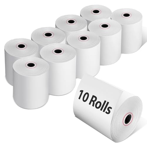 3 1/8 x 230 Thermal Paper Rolls, 10 Pack Thermal Receipt Paper Rolls Plus Version, 80mm Credit Card Paper Compatible with All POS Systems, Square Cash Registers