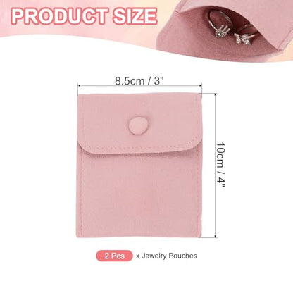 PATIKIL 2Pcs Jewelry Pouches 3x4 Velvet Snap Button Present Pouch, Pink - color: Pink, size: 3x4 Inch
