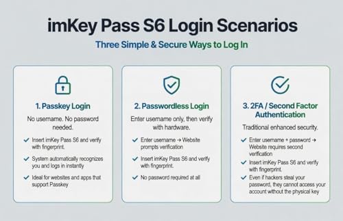 imKey Pass S6 FIDO2 FIDO U2F Certified Fingerprint Security Key Biometric Authentication USB-C Fast Passkey Passwordless Login & Strong 2FA MFA Phishing-Resistant for Online Accounts
