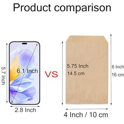 FOCCIUP 100 Pcs 4x6 Inches Brown Kraft Paper Bags Flat Envelopes Merchandise Treat Bag for Party - color: Brown-4x6 Inch