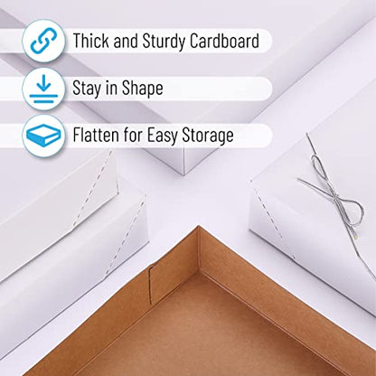 MPFY- White Shirt Gift Wrap Boxes with Tissue Paper and Wrapping Band,10 Pack, White, 15”x9.5"x2", Christmas Gift Boxes with Lids