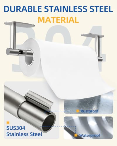 RUACQ Paper Towel Holder Under Cabinet, Stainless Steel, Silver - color: Sliver, size: Standard - Oval