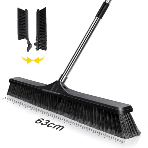 Masthome 24.8" Push Broom Heavy Duty Outdoor Stiff Bristle for Garage&Patio - color: Push Broom-black