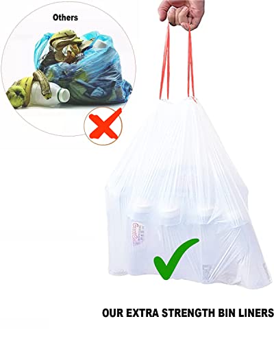 BEIDOU-PAC Trash Bags 4-6 Gallon Drawstring, 150 Count, Multifold Roll Garbage Bags, Medium Kitchen Trash Bags, Odorless & Heavy Duty White Plastic Food Scrap Bags for Bathroom Bedroom Office Waste - style: 4-6 Gallon |150 Count