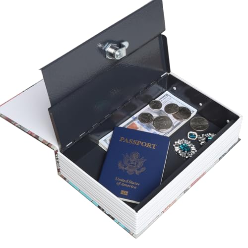 Decaller Book Safe with Key Lock, Diversion Hidden Secret Metal Lock Box for Home Security, Money & Jewelry, 9.5" x 6.2" x 2.2", Route 66 - color: Route 66, size: Key Lock