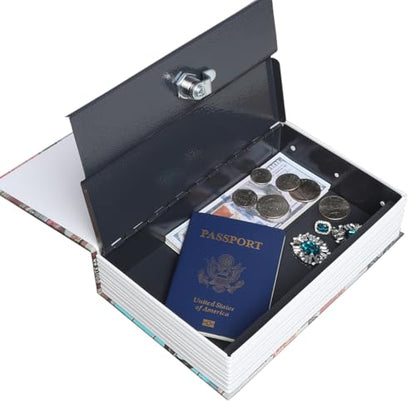 Decaller Book Safe with Key Lock, Diversion Hidden Secret Metal Lock Box for Home Security, Money & Jewelry, 9.5" x 6.2" x 2.2", Route 66 - color: Route 66, size: Key Lock
