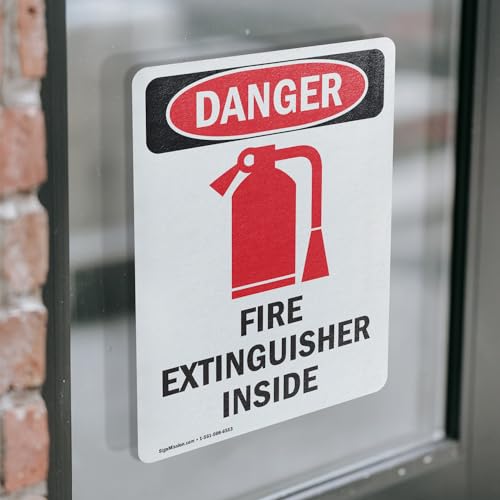 (2 Pack) Fire Extinguisher Inside OSHA Danger Sign 18 Inch X 24 Inch Vinyl Label Decal Sticker Weather Resistant, UV Protected for Workplace, Business, and Construction Site, Made in the USA