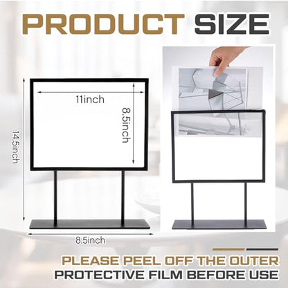 Zhengmy 1 Pack Tabletop Metal Sign Holder, 11"x8.5" - Landscape, Black - color: Black, size: 11"x8.5" - Landscape