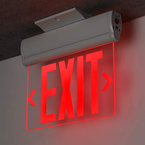 LEONLITE 6-Pack LED Edge Lit Exit Sign, Red Letter Emergency Exit Sign - color: Red
