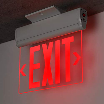 LEONLITE 6-Pack LED Edge Lit Exit Sign, Red Letter Emergency Exit Sign - color: Red