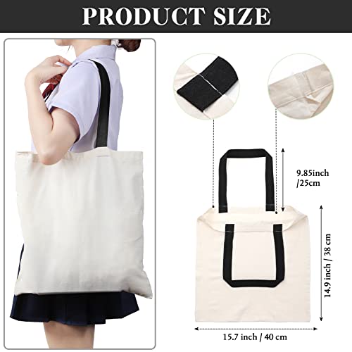 Roowest 60 Pack Canvas Tote Bags Bulk, 16" x 15", Natural Color and Black - color: Natural Color and Black