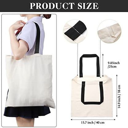 Roowest 60 Pack Canvas Tote Bags Bulk, 16" x 15", Natural Color and Black - color: Natural Color and Black