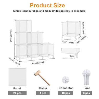 AWTATOS Cube Storage Organizer, Closet Organizers, 6 Cube Shelf, Clear - color: Translucent Twill