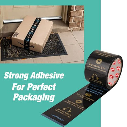 Amazon.in branded Prime Packaging Tape with Strong Adhesive No Residue Easy to Use & Pack Items Multipurpose Usage (Black, 1 Pc)