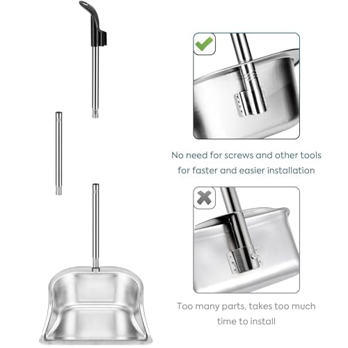 Dust Pans with Long Handle - 35”Heavy Duty Metal Upright Stand Up Dustpan - size: dustpan only