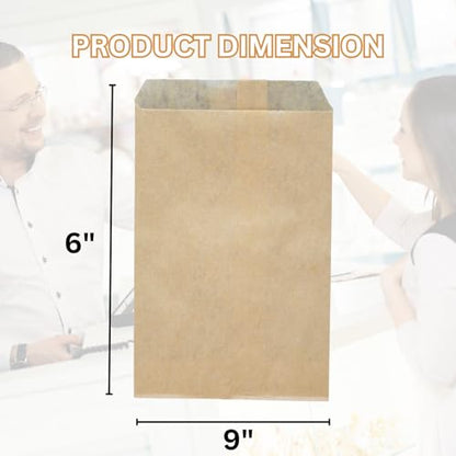 Novel Box 100 Pack Plain Kraft Print Flat Merchandise Bags 6x9 in - color: Plain Kraft, size: 6" x 9" Inches