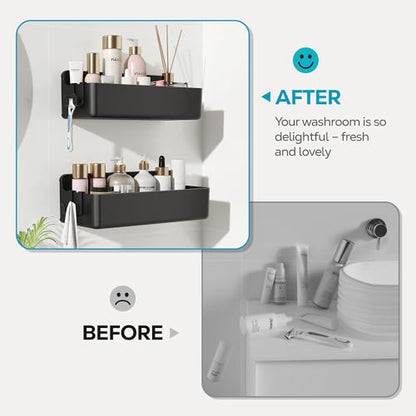 Nieifi Adhesive Shower Shelves, Black, 2 Pieces - color: Black, size: 2 pieces