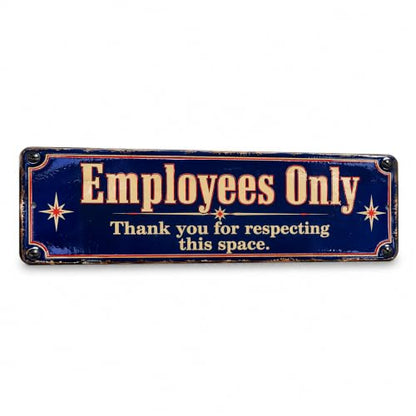 Employees Only Vintage Enamel Business Sign - style: Employees Only