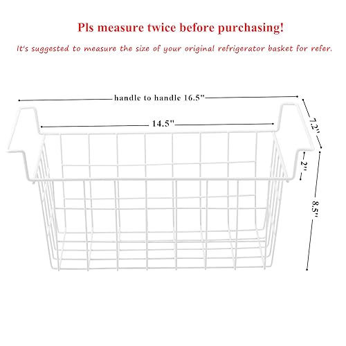 Orgneas 16.5 Inch Freezer Organizer Bins, Metal Wire Basket Bins, Replaces Chest Freezer Basket, Hangable, Sturdy, White - size: 16.5 inch