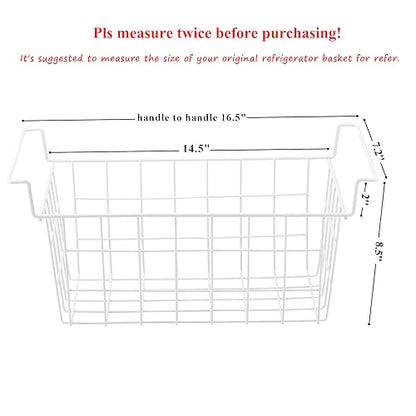 Orgneas 16.5 Inch Freezer Organizer Bins, Metal Wire Basket Bins, Replaces Chest Freezer Basket, Hangable, Sturdy, White - size: 16.5 inch