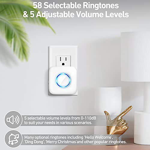 Satisure Wireless Door Open Contact Sensor Alarm Chime with 600 FT Range, 58 Chimes, 5 Volume Levels, LED Indicators - Door Ringer Alert for Business/Store/Home/Office