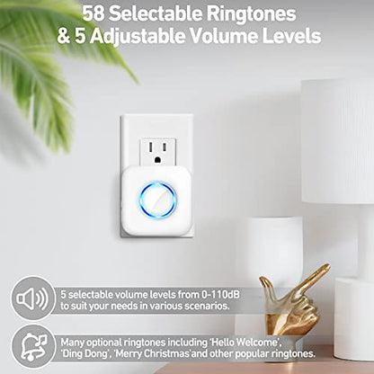 Satisure Wireless Door Open Contact Sensor Alarm Chime with 600 FT Range, 58 Chimes, 5 Volume Levels, LED Indicators - Door Ringer Alert for Business/Store/Home/Office