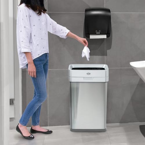 Clorox Slim Open Top Stainless Steel Trash Can, Silver, 13 Gallon / 50L - color: Stainless Open Top