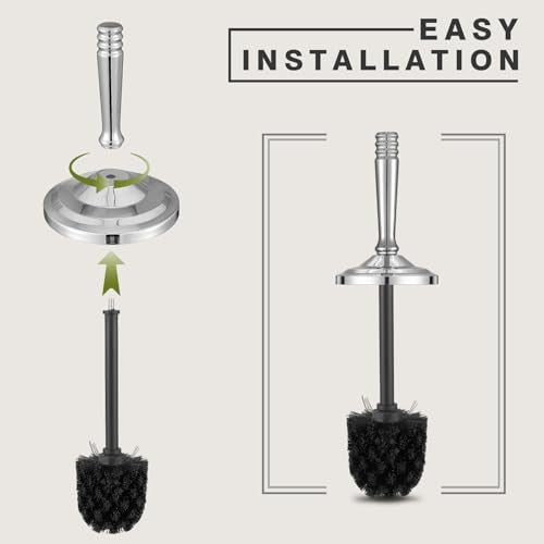 Chrome Toilet Brush and Holder Set，Toilet Bowl Brush and Holder - color: Chrome