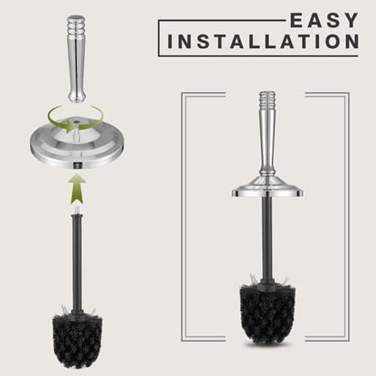 Chrome Toilet Brush and Holder Set，Toilet Bowl Brush and Holder - color: Chrome