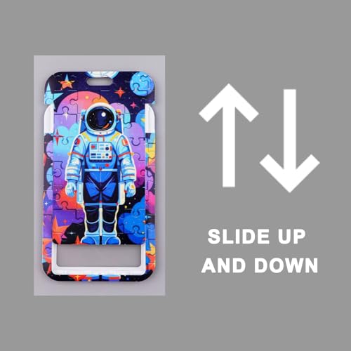 Astronaut Badge Holder with Silky Neck Lanyard, Plastic Card Holder with Heavy Duty Retractable Reel Clip, Cool Spaceman Lanyard with Keychain for Kids, Boys, Men - color: Spaceman