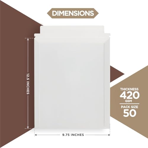 50 Pack 9.75x12.5 Inches Rigid Mailers, Self Adhesive Cardboard Mailers - size: 9.75x12.5" - Pack of 50