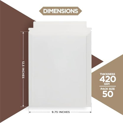 50 Pack 9.75x12.5 Inches Rigid Mailers, Self Adhesive Cardboard Mailers - size: 9.75x12.5" - Pack of 50