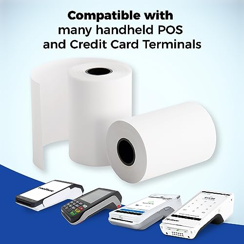 2 1/4” x 65 ft Thermal Receipt Paper Rolls, fits Ingenico Desk 3500 Desk 5000 Move 5000 Verifone t650 Pax a920, 50 Rolls/Case (Pack of 3) - size: 2 1/4" x 65 feet (Pack of 3)