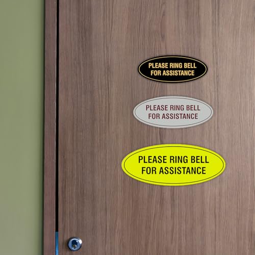 Signs ByLITA Oval Please Ring Bell for Assistance Sign (Black) - Small - color: Black, size: 2 x 5" - Small (1 Pack)