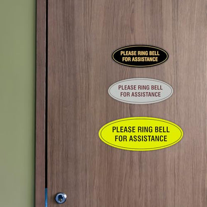Signs ByLITA Oval Please Ring Bell for Assistance Sign (Black) - Small - color: Black, size: 2 x 5" - Small (1 Pack)