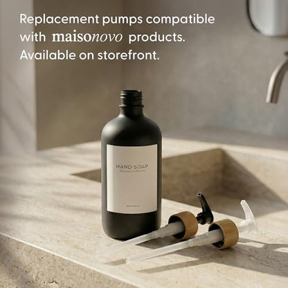 Maisonovo Dish Soap Dispenser - Black Soap Dispenser Black Bamboo Pumps - color: Black Black