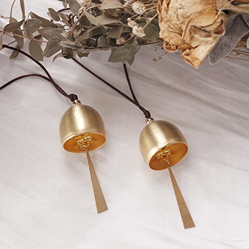 2Pcs Gold Plated Door Opening Bell Hanging Decoration Bell for Good Luck