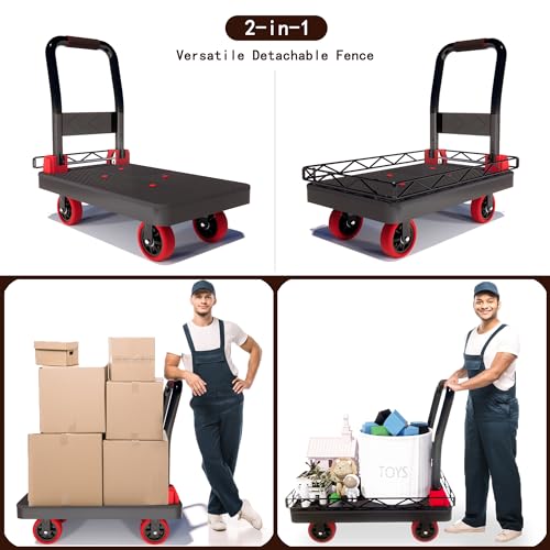 2IN1 36×24 Heavy Duty Platform Trucks Flatbed Carts - size: 36" L X 24" W