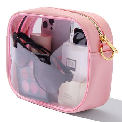 TOBVZOO Clear Bag Stadium Approved, Crossbody Transparent Bag for Concerts Sports Events, Purses for Men & Women - color: Pink