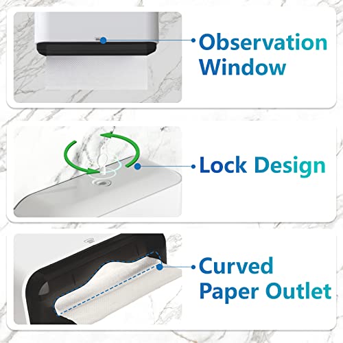 modunful Paper Towel Dispenser Wall Mount No Drill Adhesive, Keylock White - color: D-23 White