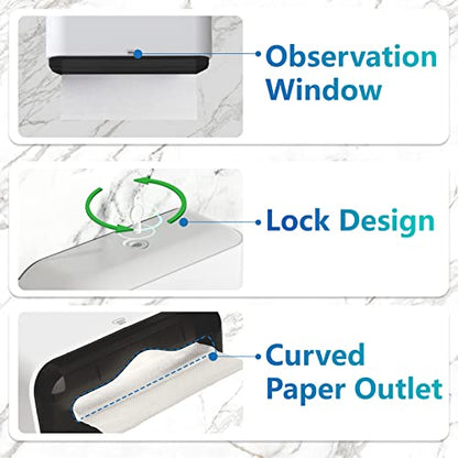 modunful Paper Towel Dispenser Wall Mount No Drill Adhesive, Keylock White - color: D-23 White