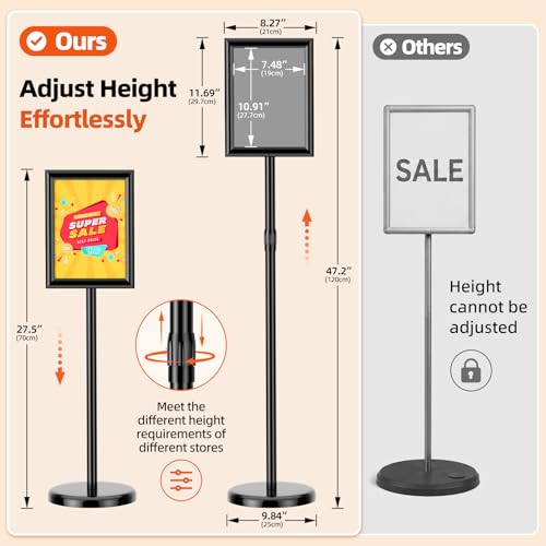8.5"x11" Adjustable Floor Stand Sign Holder, 1 Pack - size: 8.5x11 Inch