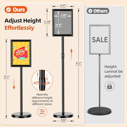 8.5"x11" Adjustable Floor Stand Sign Holder, 1 Pack - size: 8.5x11 Inch