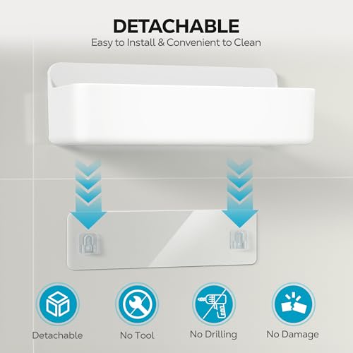 Nieifi Adhesive Shower Shelves, White, 5 Pieces - color: White, size: 5 pieces
