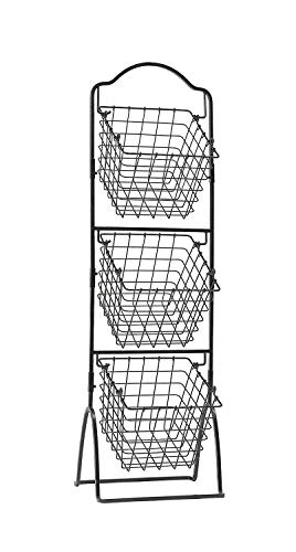 FixtureDisplays® 11 X 11 X 47.6" Black 3-Tier Metal Market Basket Floor Display Rack for Home, Kitchen, and Retail Grocery Stores 16787-NEW-NPF